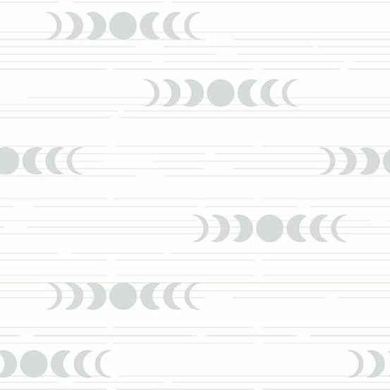 Still - Moon Phases White (Half Yard Cut) by Libs Elliott with Andover Fabrics