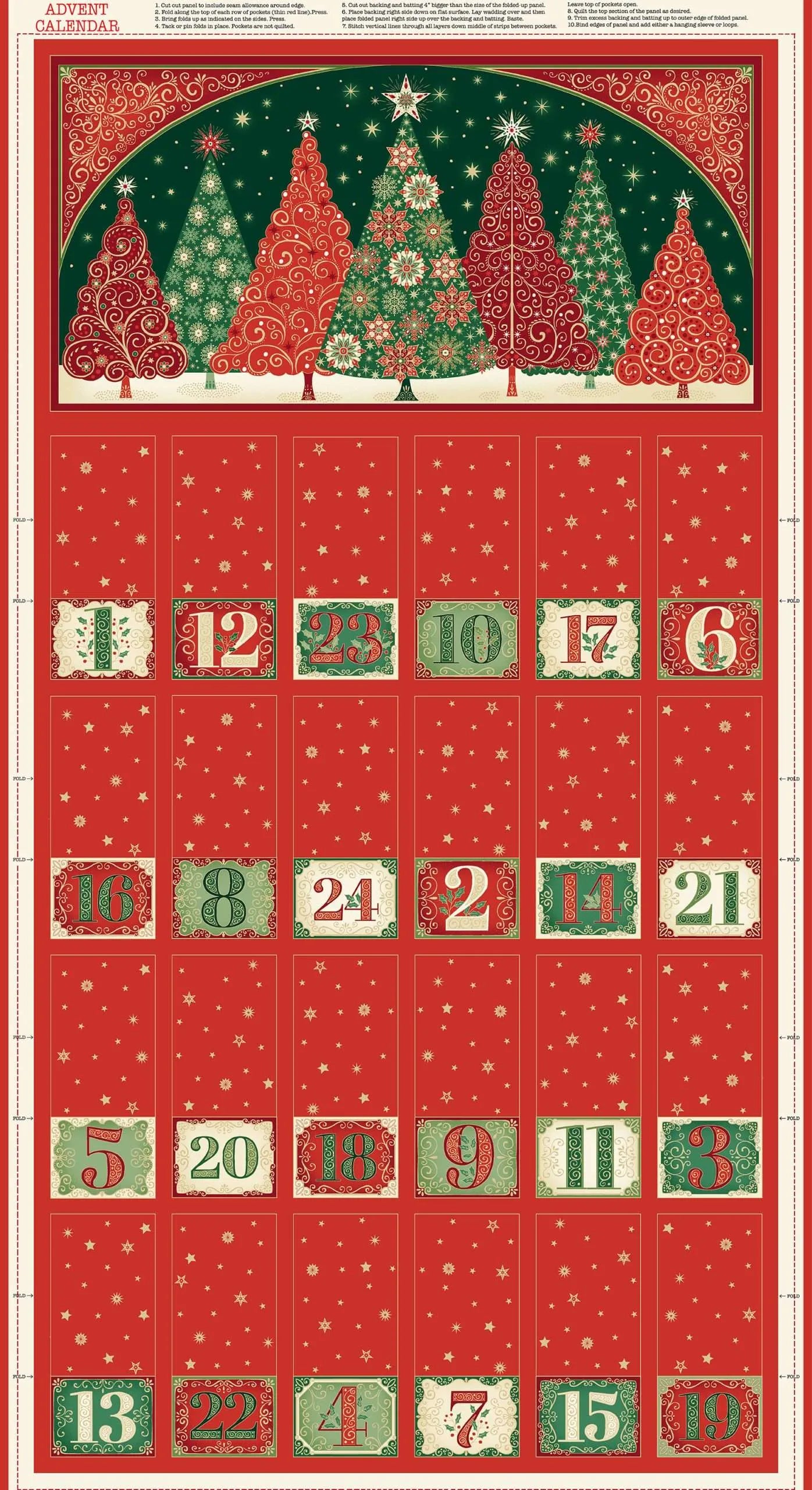 Adorn - Advent Panel - by Makower UK with Andover Fabrics