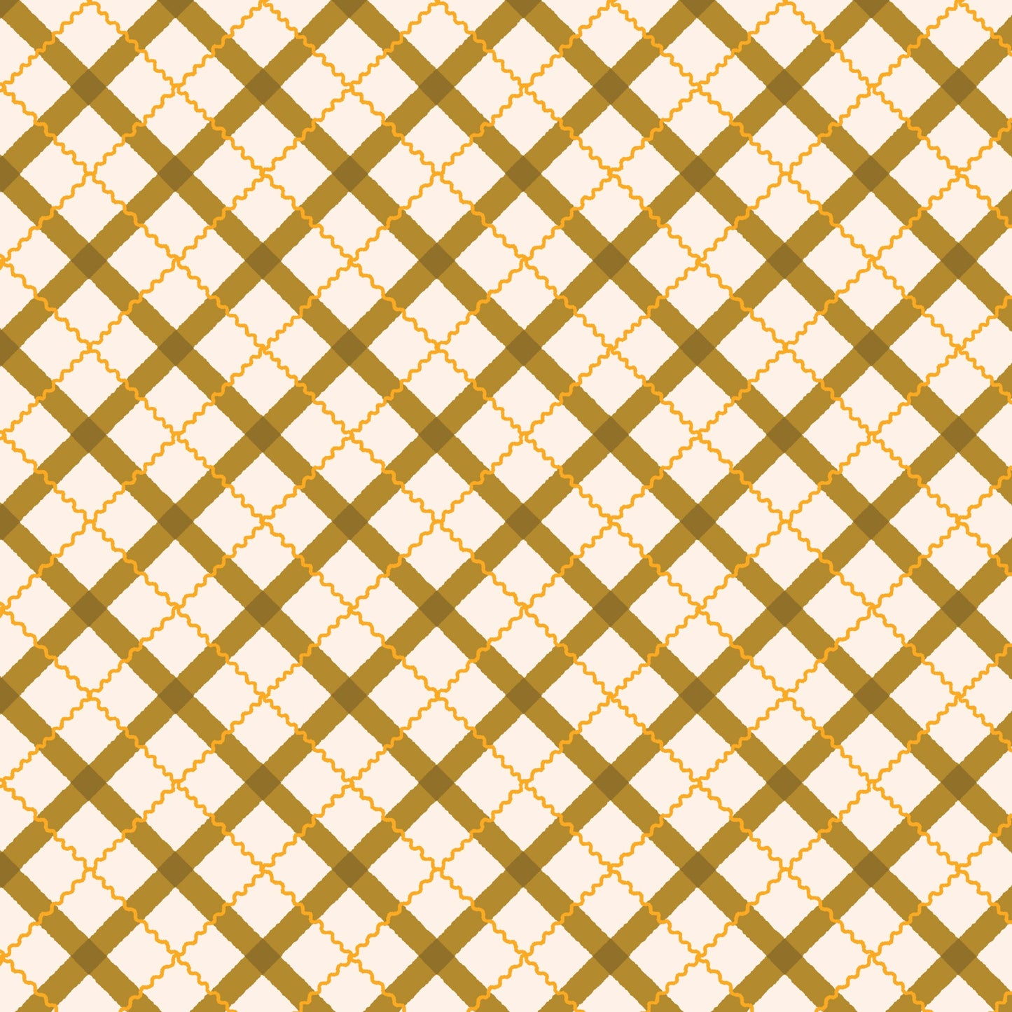 Retro Meadow - Tartan - Mustard - by Sophie Rowe with Cloud9 Fabrics