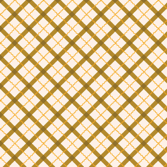 Retro Meadow - Tartan - Mustard - by Sophie Rowe with Cloud9 Fabrics
