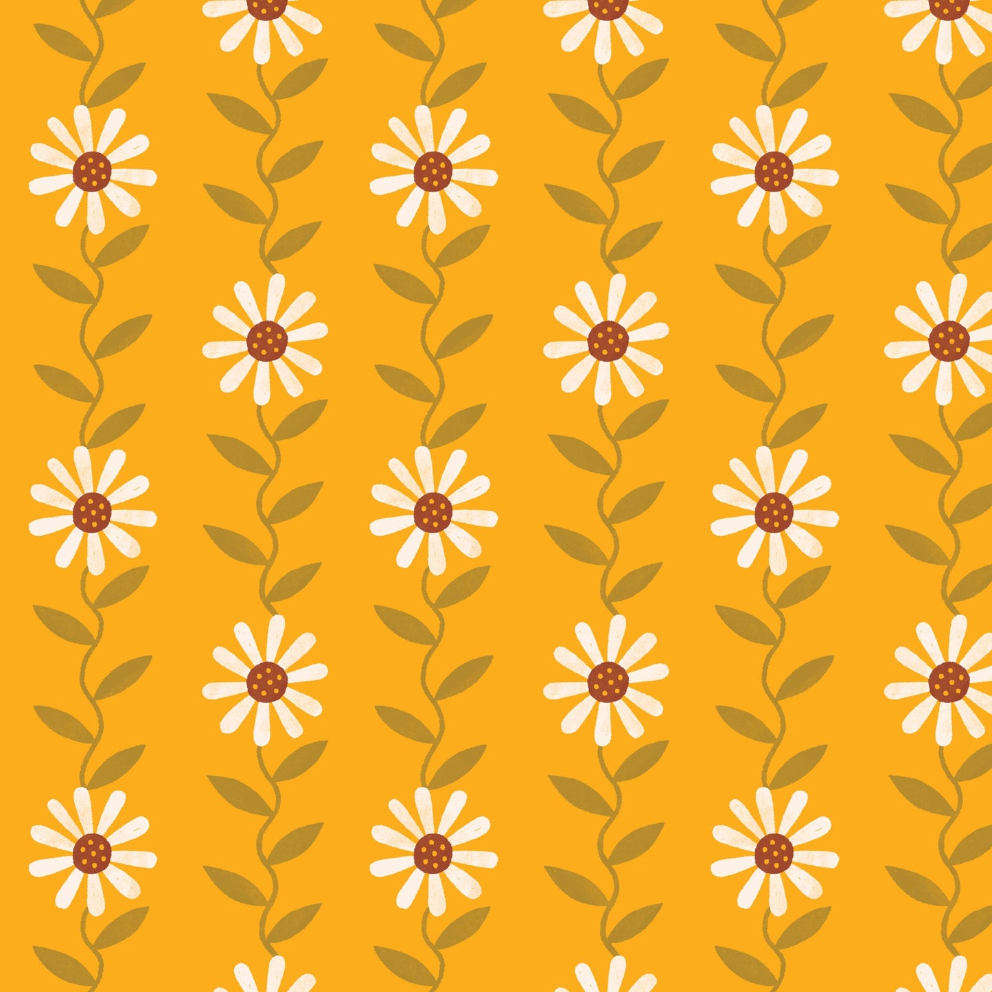 Retro Meadow - Daisy May - Gold - by Sophie Rowe with Cloud9 Fabrics