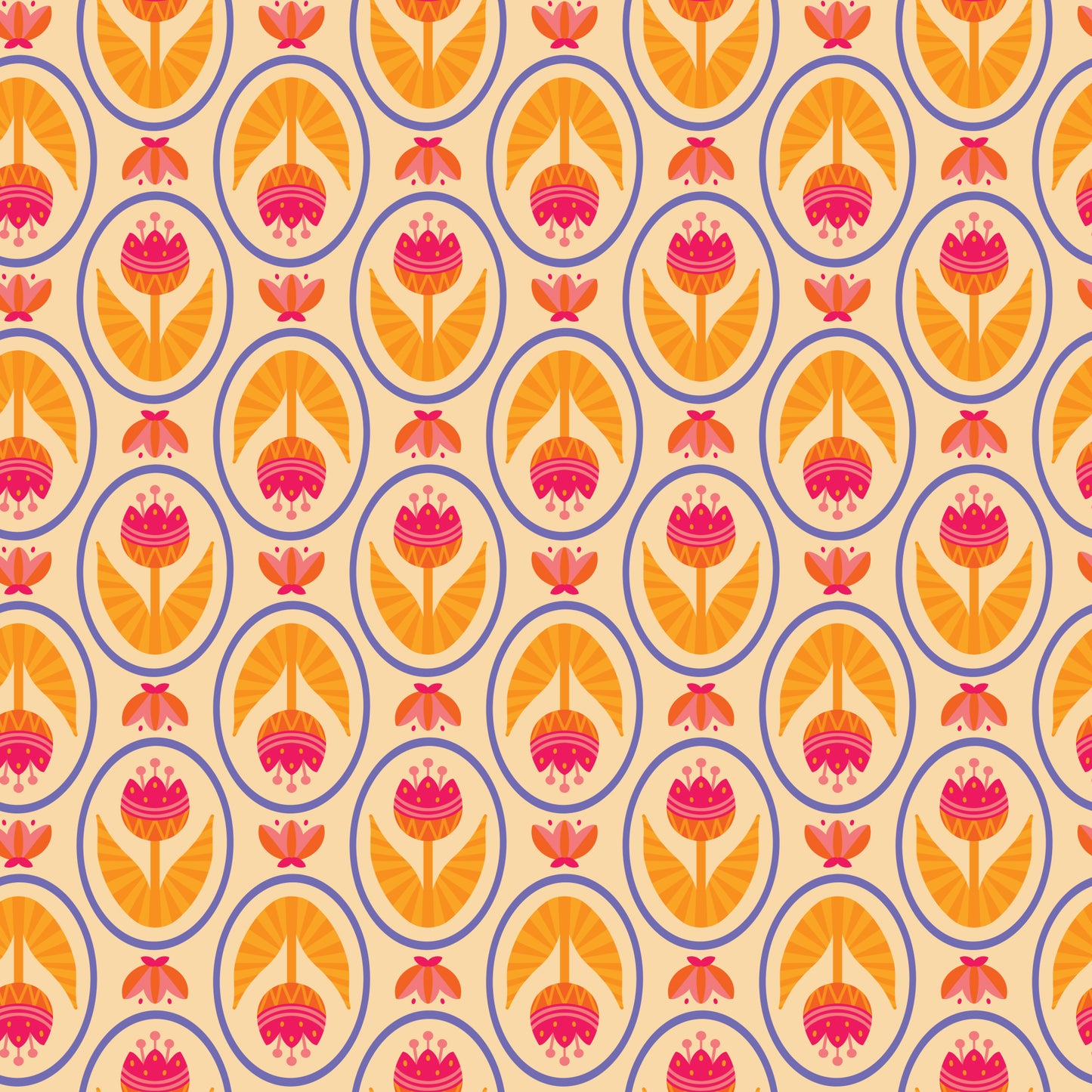 Blooming Garden - Tulip Love in Pale Orange - by Jojulein Design with Cloud 9 Organic Fabrics