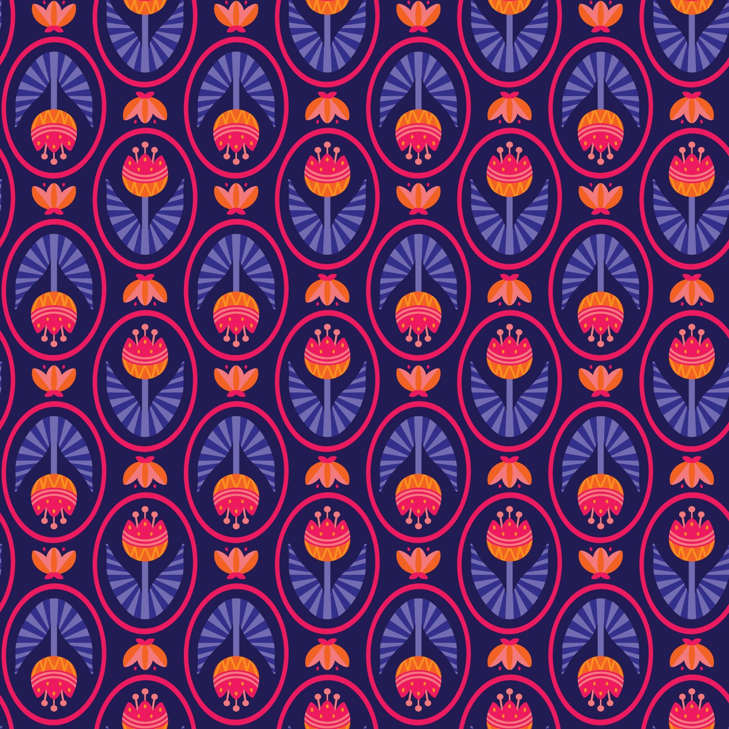 Blooming Garden - Tulip Love in Navy - by Jojulein Design with Cloud 9 Organic Fabrics