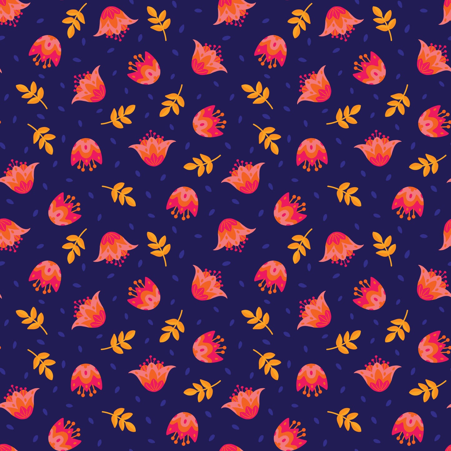 Blooming Garden - Flower Dance in Navy - by Jojulein Design with Cloud 9 Organic Fabrics