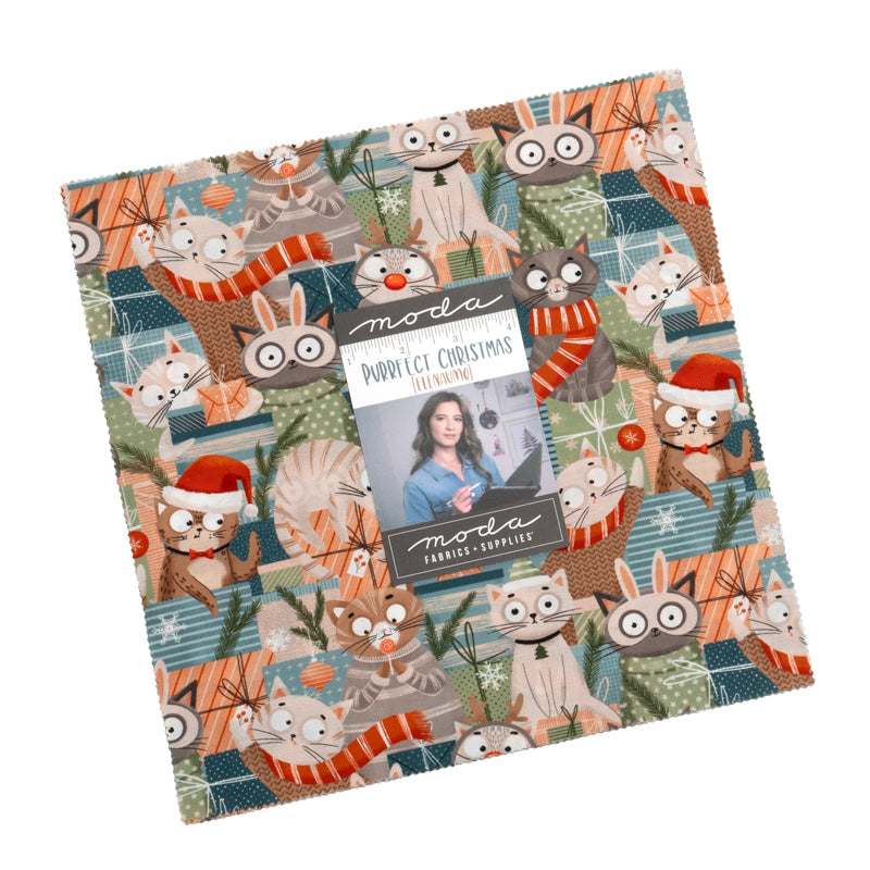 Purrfect Christmas Layer Cake (Forty-two 10" Squares) by Elena Amo for Moda Fabrics