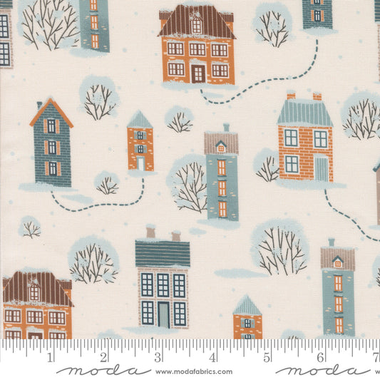 Purrfect Christmas - Snowy Town - Pearl - by Elena Amo for Moda Fabrics