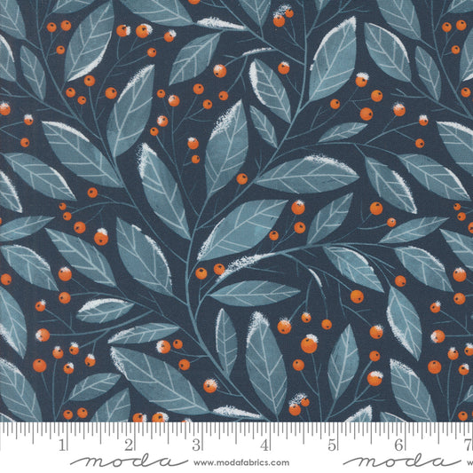 Purrfect Christmas - Christmas Greenery - Midnight - by Elena Amo for Moda Fabrics