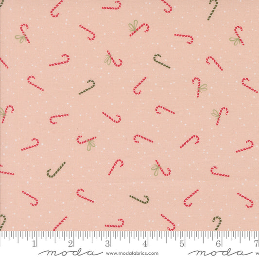 Purrfect Christmas - Candy Canes - Bubblegum - by Elena Amo for Moda Fabrics