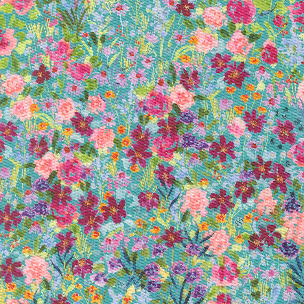 Soulstice - Garden Glitter in Turquoise - by Create Joy Project with Moda Fabrics