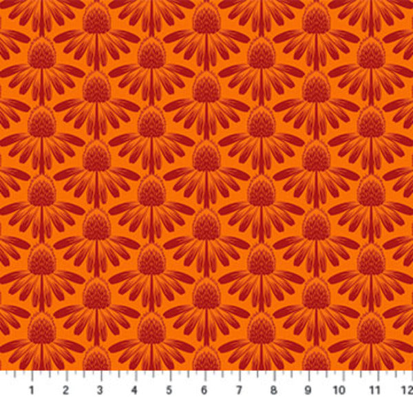 Indelible - Coneflower in Tangerine - by Anna Maria Textiles