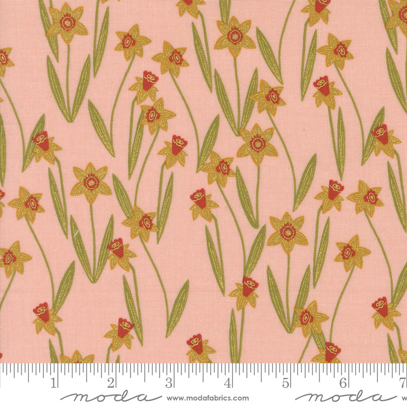 Bee Garden - Darling Daffodils - Metallic Rose by Gingiber with Moda Fabrics