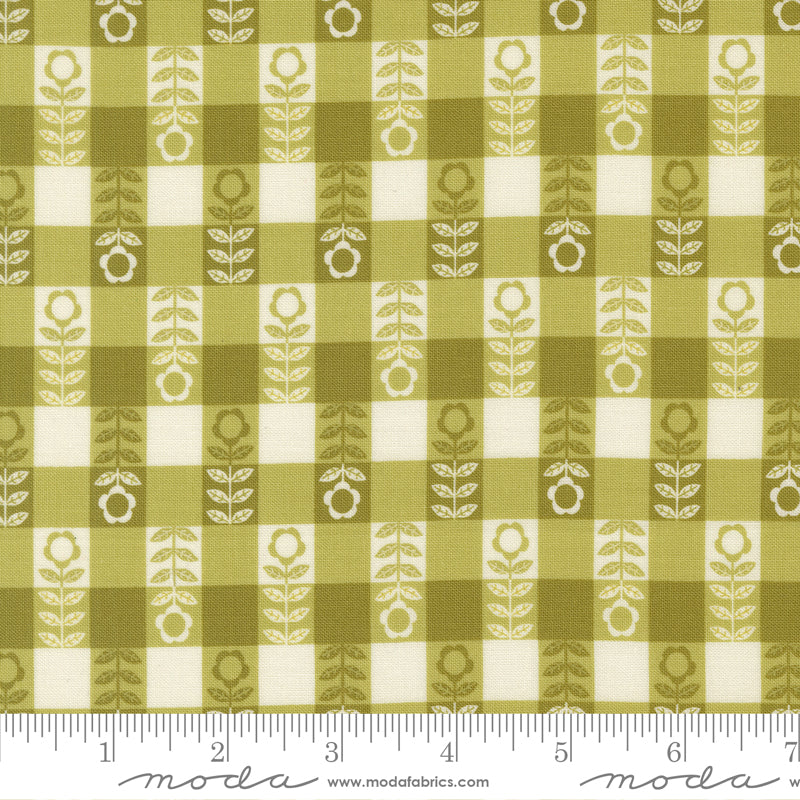 Night Owl – Flower Plaid in Leaf (Half Yard Cut) – by Gingiber with Moda Fabrics