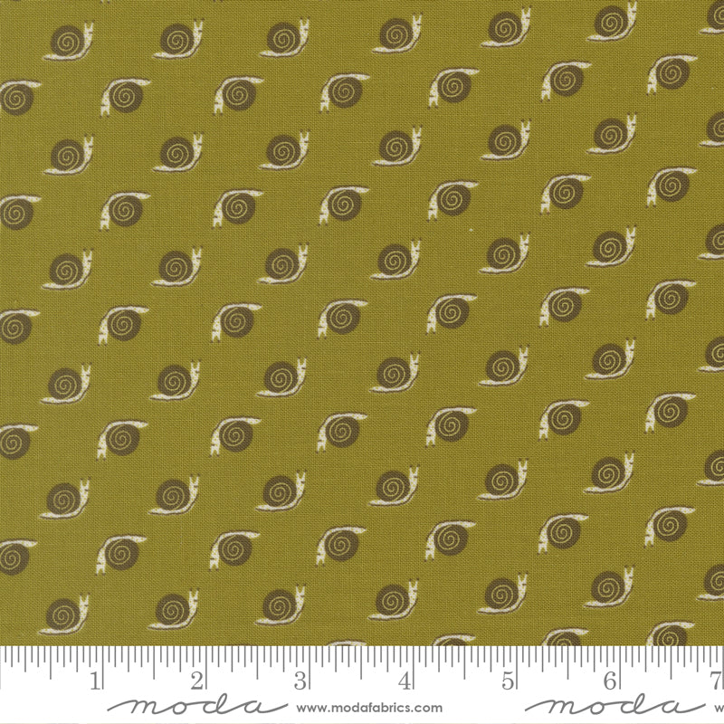 Night Owl – Snail in Fern (Half Yard Cut) – by Gingiber with Moda Fabrics