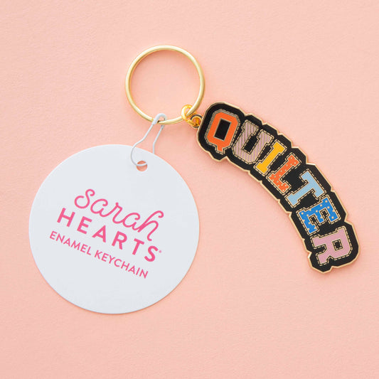 Sarah Hearts - Quilter Enamel Keychain - Bag Charm