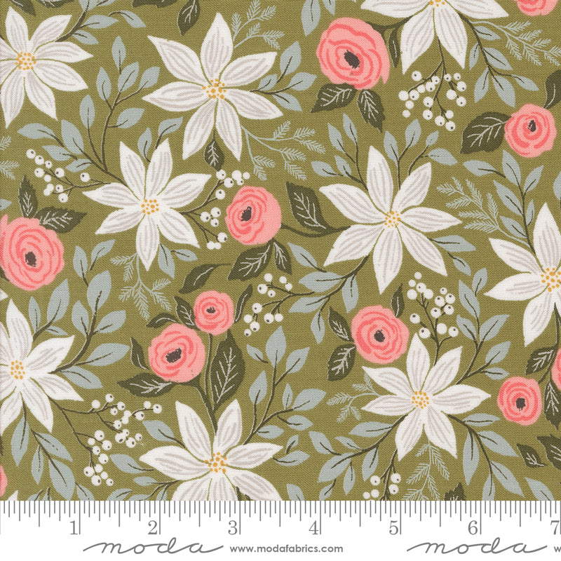 Berry & Pine - Pointsettia - Sage - by Lella Boutique for Moda Fabrics