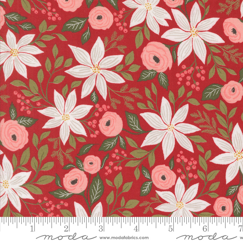 Berry & Pine - Pointsettia - Cranberry - by Lella Boutique for Moda Fabrics