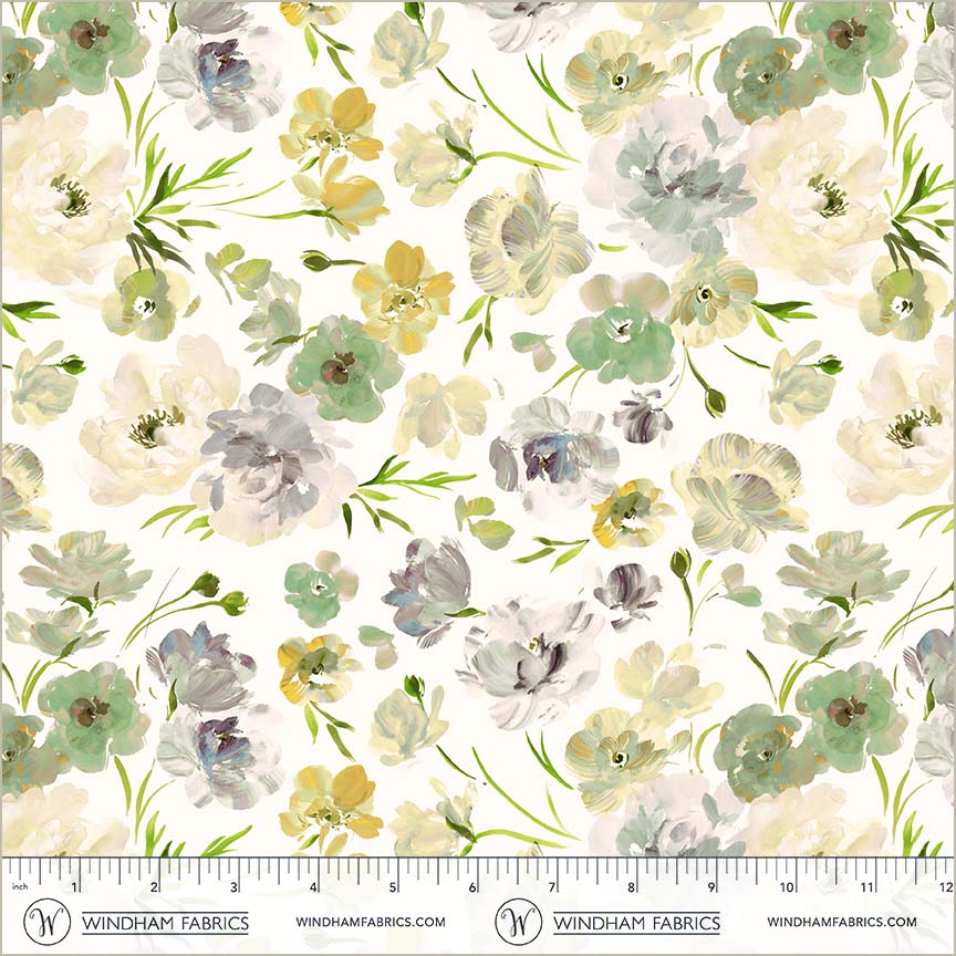 Bloomfield - Ranunculus Linen - by Kelly Ventura with Windham Fabrics
