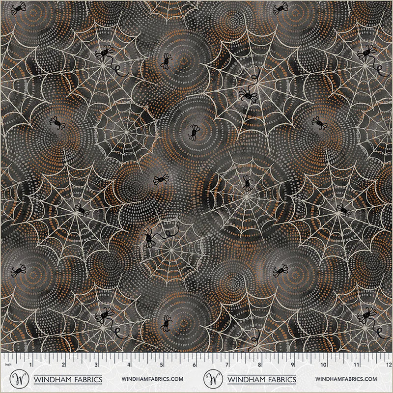 Midnight Hollow - Spider Maze in Soot - by Jennifer Lambein with Windham Fabrics