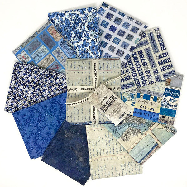 Eclectic Elements Palette Indigo Bundles by Tim Holtz with Free Spirit Fabrics