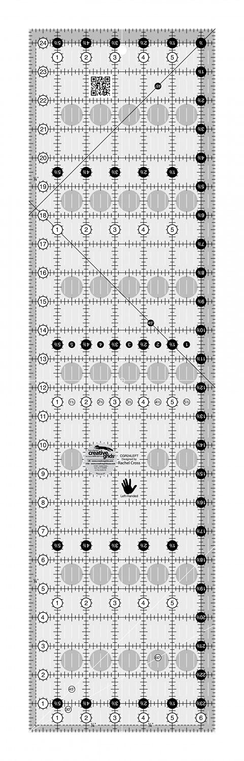 Creative Grids Left Handed Quilt Ruler - 6 1/2" x 24 1/2"