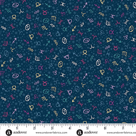 Luna by Makower UK - Blue Zodiac with Andover Fabrics