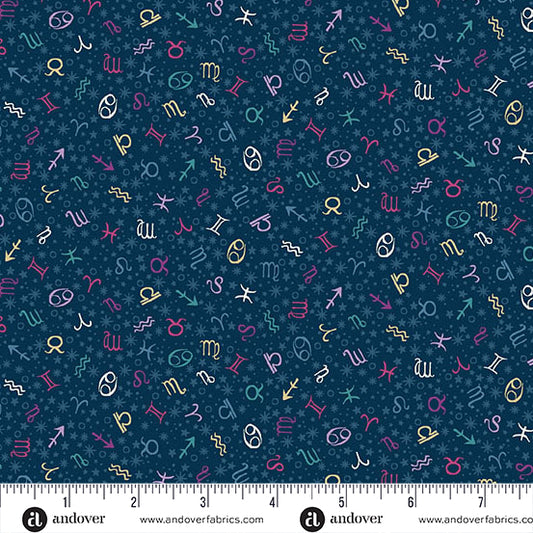 Luna by Makower UK - Blue Zodiac with Andover Fabrics
