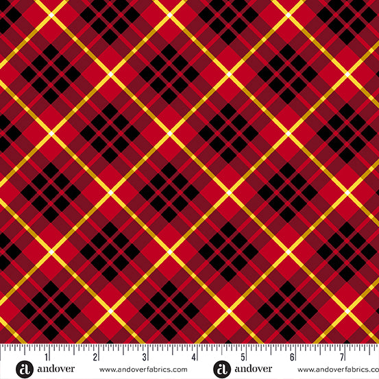 Iconic Fabric in Brick Tartan by Libs Elliott with Andover Fabrics
