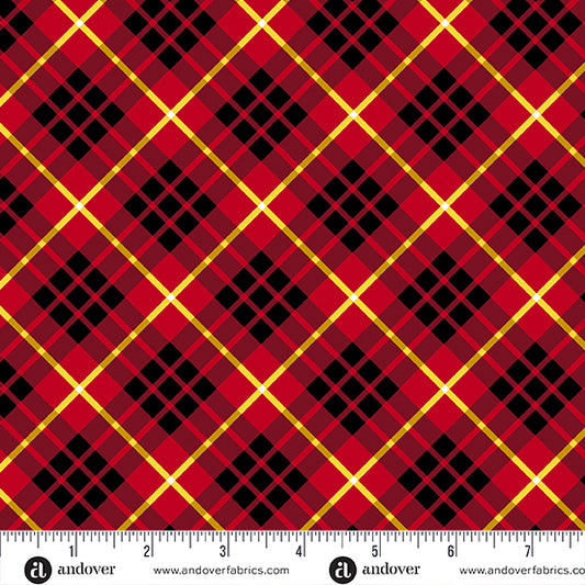 Iconic Fabric in Brick Tartan by Libs Elliott with Andover Fabrics