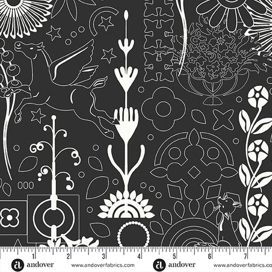 Sun Print 2025 - Raven Cameo - Cosmos by Alison Glass with Andover Fabrics