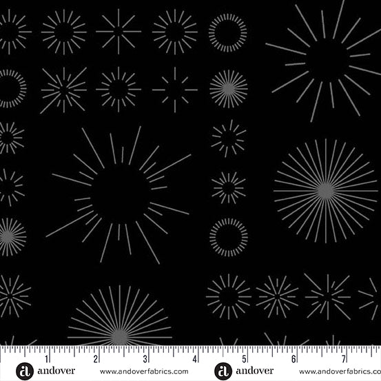 Still - Black Bursts (Half Yard Cut) by Libs Elliott with Andover Fabrics