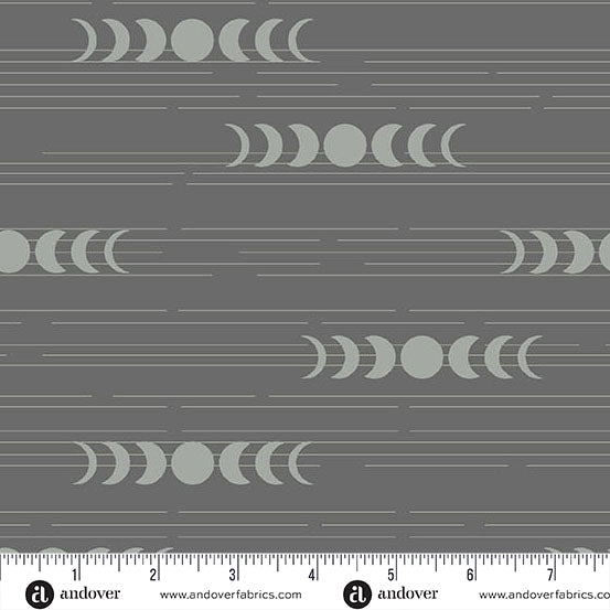 Still - Moon Phases Pewter (Half Yard Cut) by Libs Elliott with Andover Fabrics