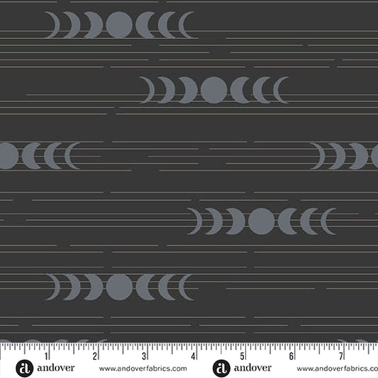 Still - Moon Phases Shale - by Libs Elliott with Andover Fabrics
