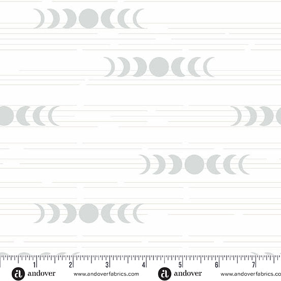 Still - Moon Phases White (Half Yard Cut) by Libs Elliott with Andover Fabrics