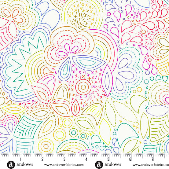Color Wheel - Day Rainbow Stitched - by Alison Glass with Andover Fabrics