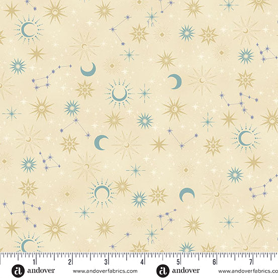 Charmed - Galaxy in Cream - by Makower UK with Andover Fabrics