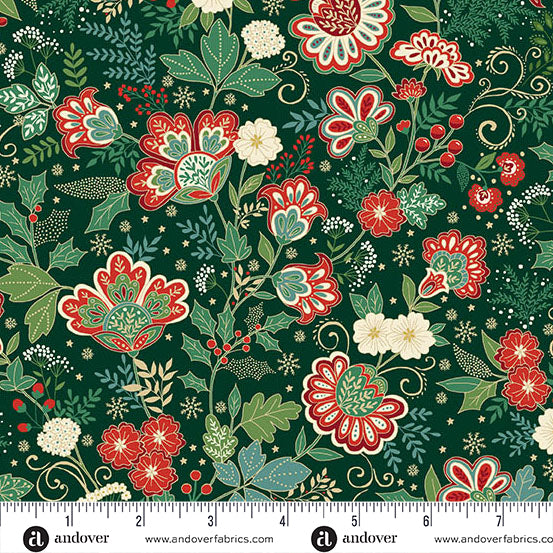 Adorn - Bloom in Green - by Makower UK with Andover Fabrics