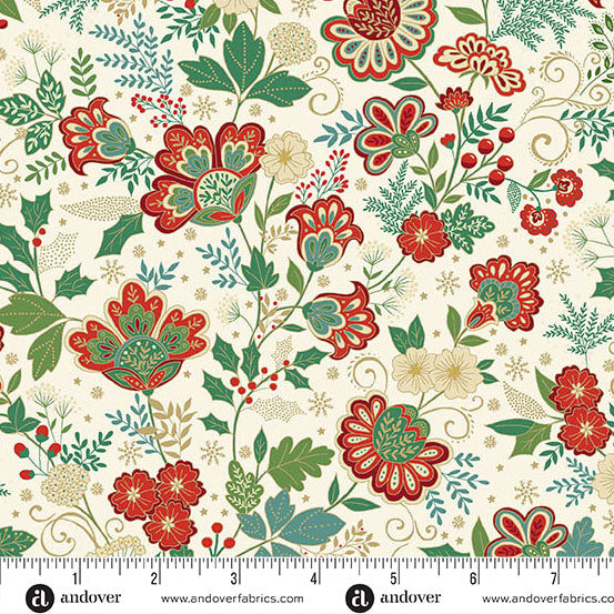 Adorn - Bloom in Cream - by Makower UK with Andover Fabrics