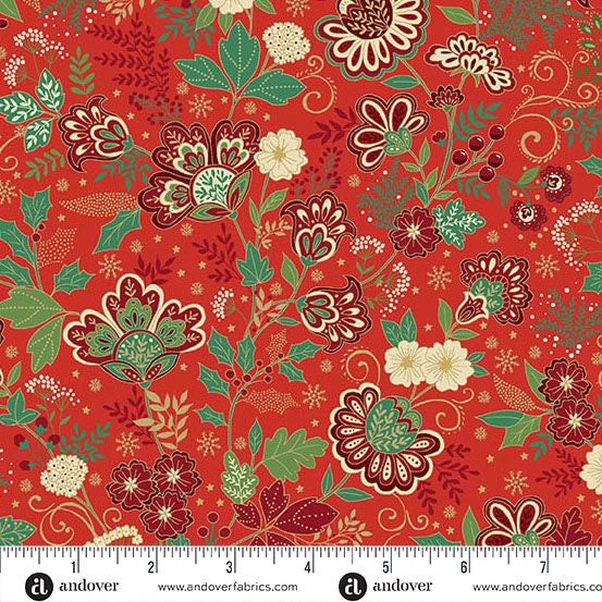 Adorn - Bloom in Red - by Makower UK with Andover Fabrics