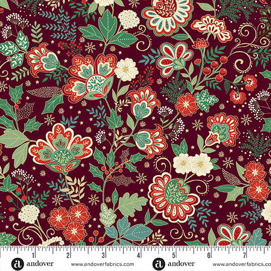 Adorn - Bloom in Burgundy - by Makower UK with Andover Fabrics