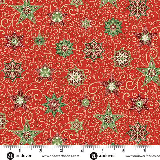 Adorn - Star in Red - by Makower UK with Andover Fabrics