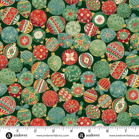 Adorn - Ornament in Green - by Makower UK with Andover Fabrics