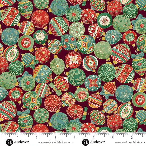 Adorn - Ornament in Burgundy - by Makower UK with Andover Fabrics