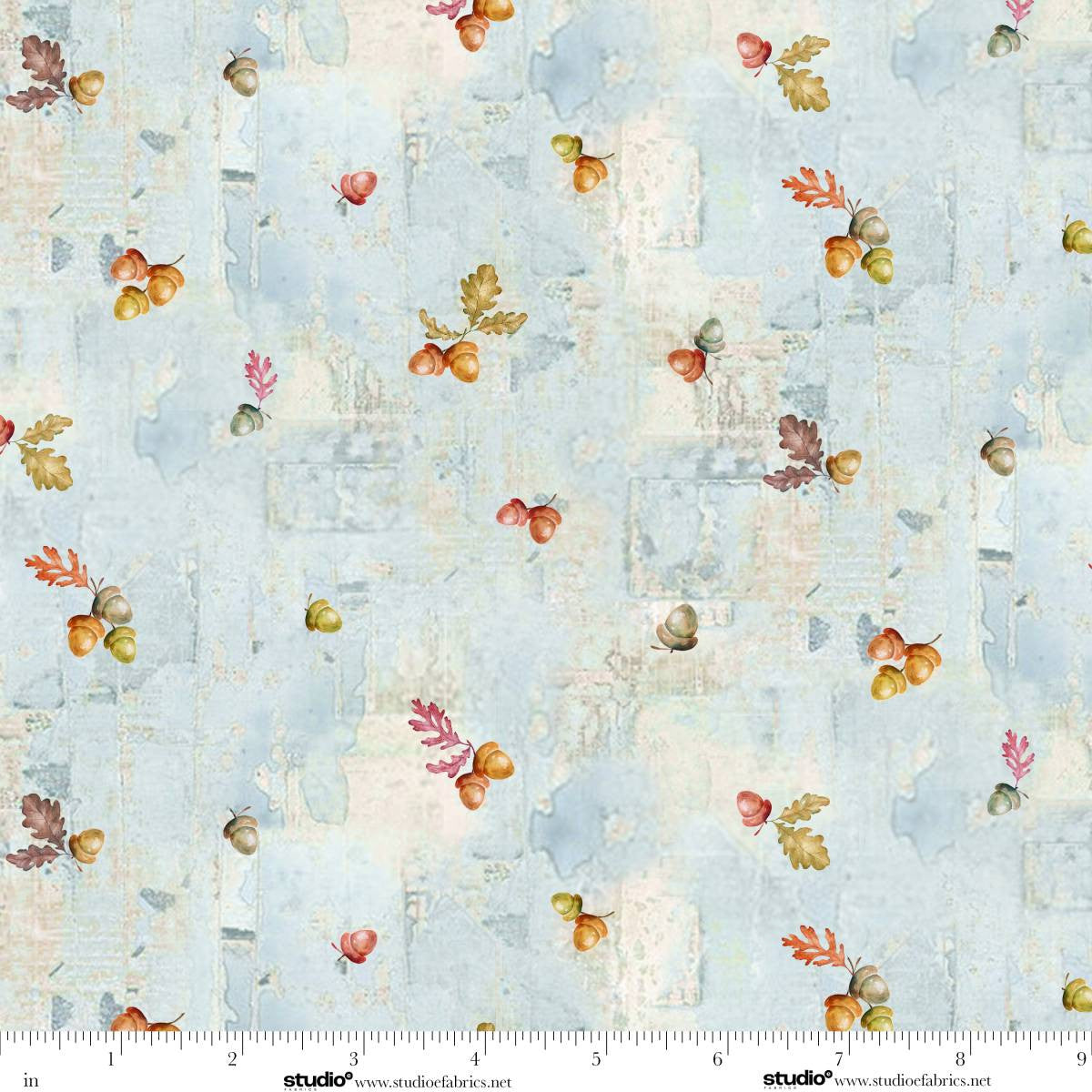 Free Falling - Colorful Acorns in Ice - by Funny Girl with Studio E Fabrics