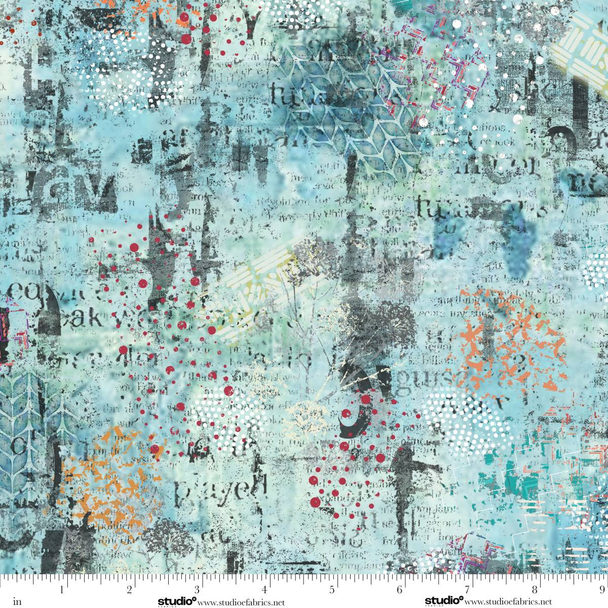 Free Falling - Paper Match in Turquoise - by Funny Girl with Studio E Fabrics