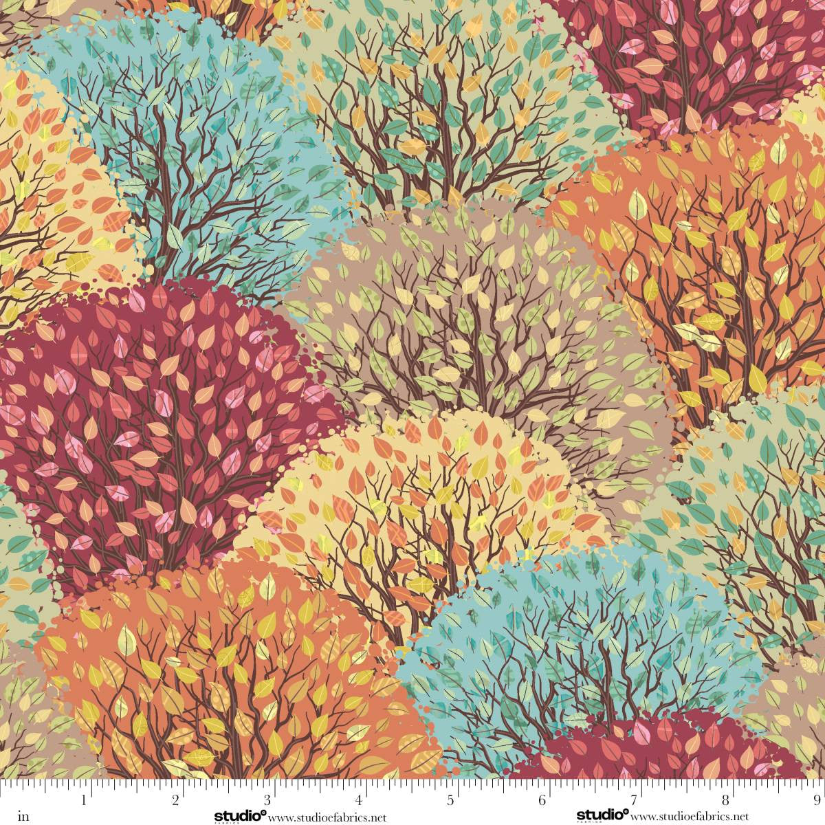 Free Falling - Tree Grove in Butterscotch - by Funny Girl with Studio E Fabrics