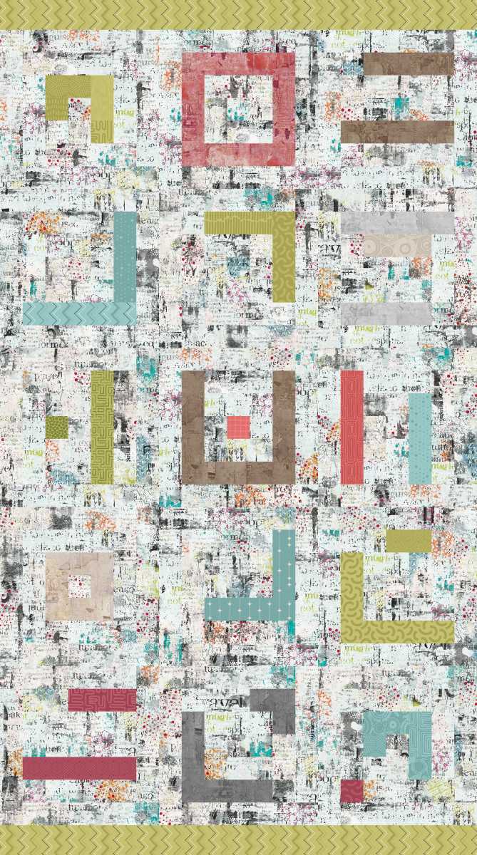 Free Falling - Log Cabin Improv in Pearl 24" x 44" Panel - by Funny Girl with Studio E Fabrics