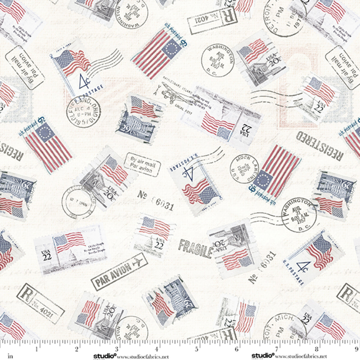 STARS & Stripes - Postage Toss - by Funny Girl with Studio E Fabrics