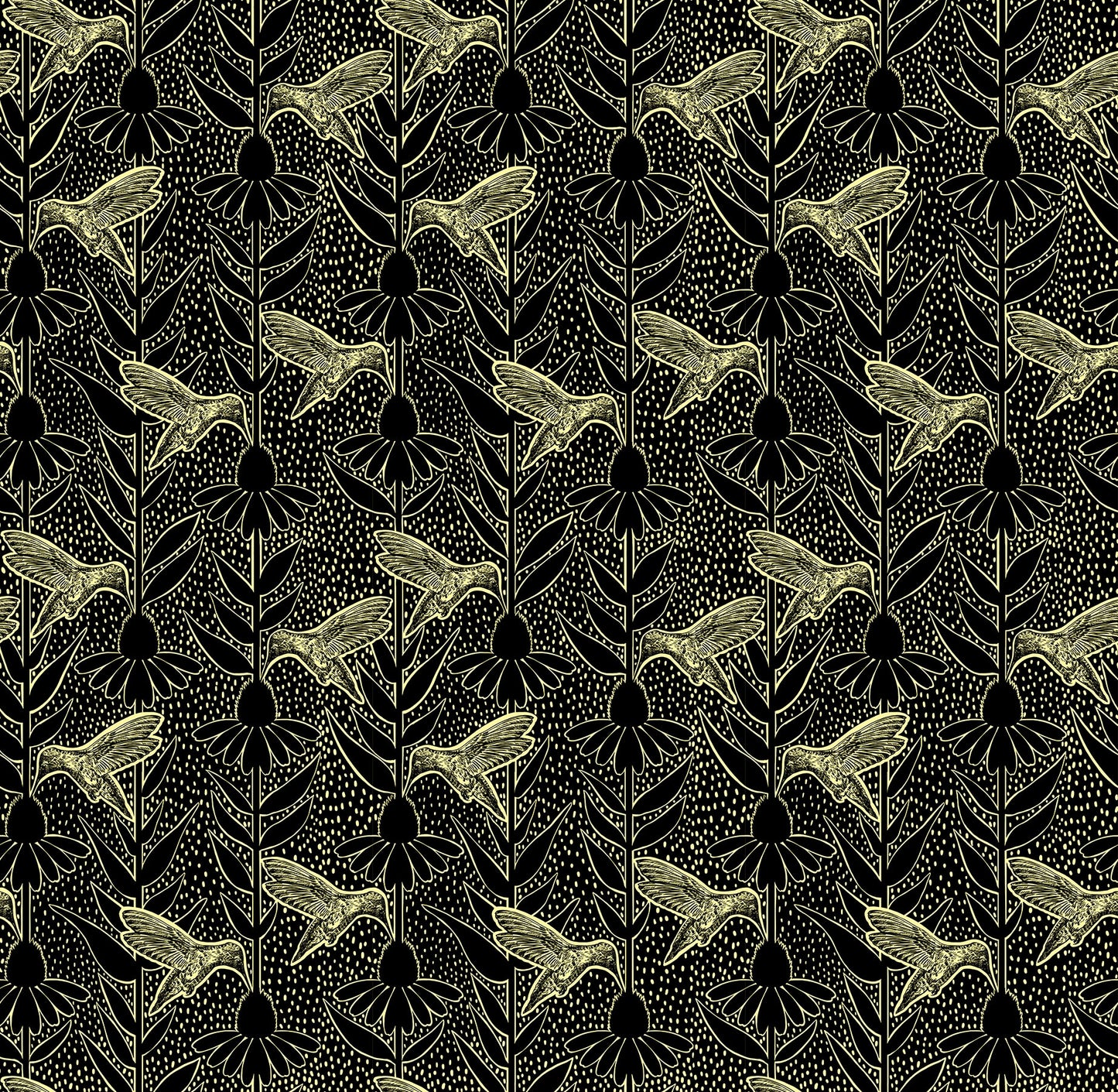 Indelible Ink - Humming in Black - by Anna Maria Textiles