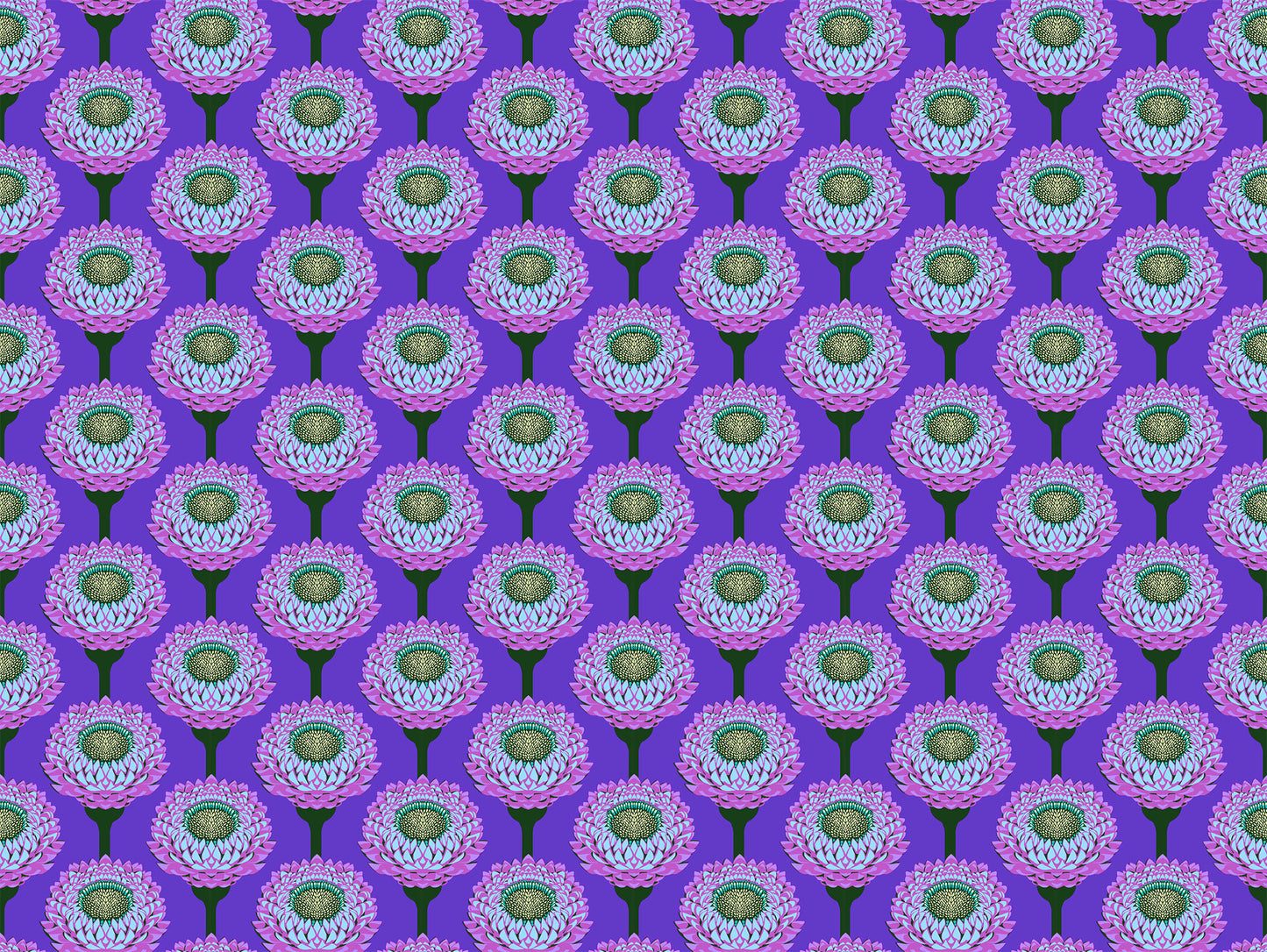Iconic Fabric - Strawflower in Periwinkle - by Anna Maria Textiles
