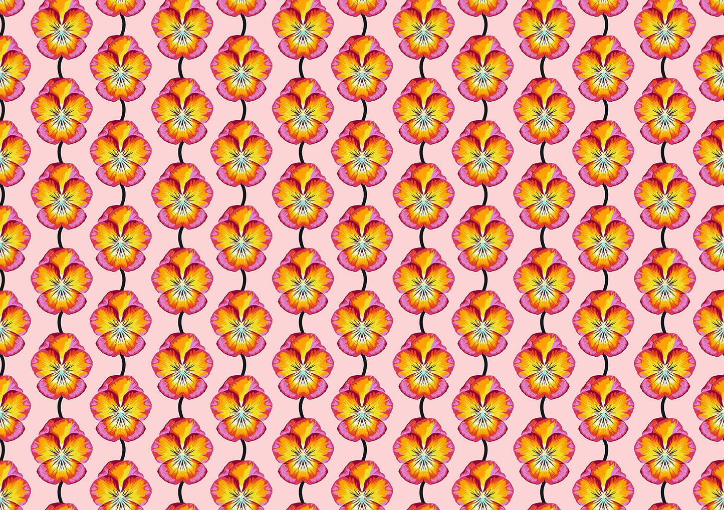 Iconic Fabric - Pansy in Flame - by Anna Maria Textiles